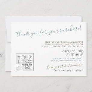 Custom logo QR code Candle Care Instruction Thank You Card