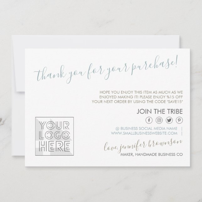 Custom logo QR code Candle Care Instruction Thank You Card (Front)