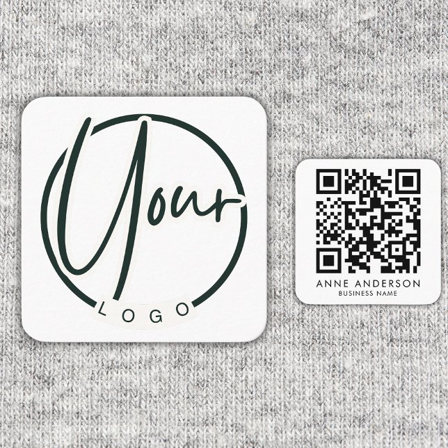 Custom Logo QR Code Generic White  Square Business Card (Creator Uploaded)