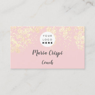 Custom Logo QR Code Gold Pink Confetti Foils Business Card