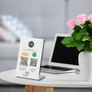 Custom Logo QR Code Google Review Payment Pedestal Sign