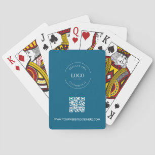 Custom Logo & QR Code Modern Business Blue Playing Cards