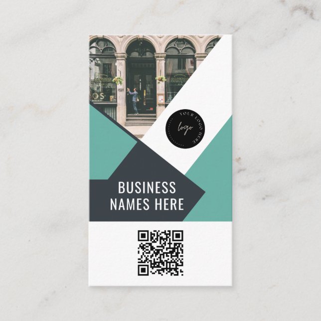 Custom Logo & QR Code Modern Simple Professional Business Card (Front)