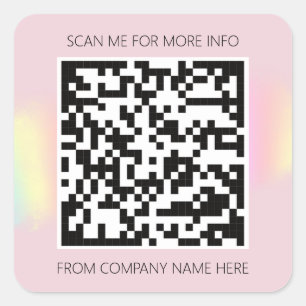 Custom Logo QR Code Name Thank Pink Powder Square Sticker
