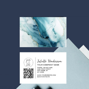 Custom Logo QR Code Photo Elegant Business Card