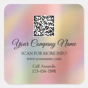 Custom Logo QR Code Promotional Holographic Modern Square Sticker