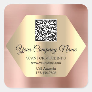 Custom Logo QR Code Promotional Rose Online Shop Square Sticker