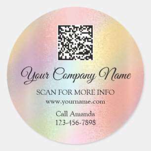 Custom Logo QR Code Promotional Shop Holograph  Classic Round Sticker