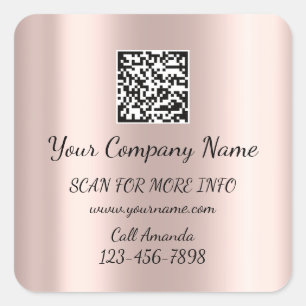 Custom Logo QR Code Promotional Shop Rose Modern Square Sticker