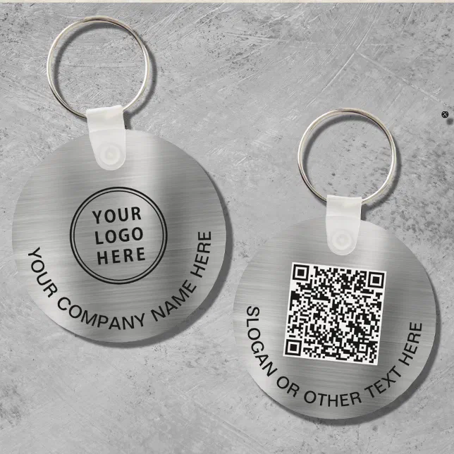Silver Qr Code Logo Custom Logo QR Code Promotional Silver Key Ring | Zazzle