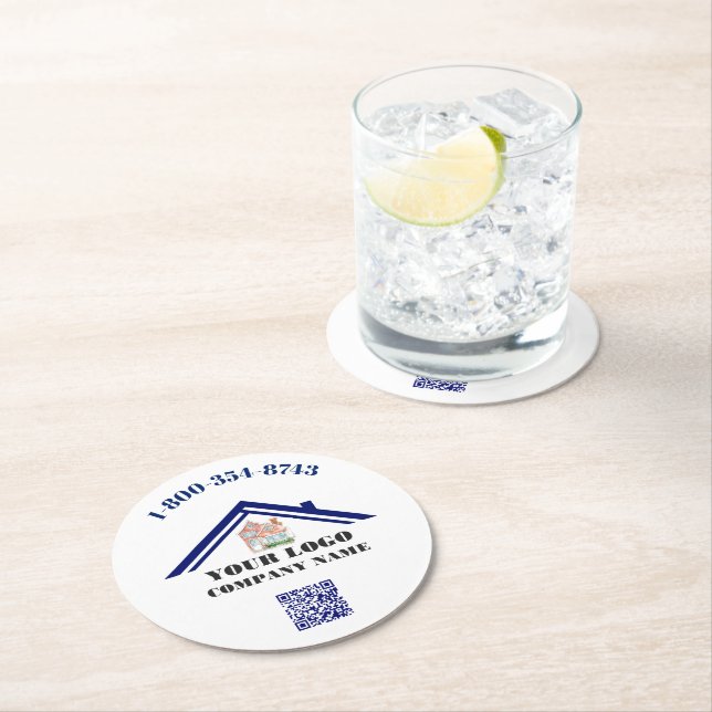 Custom Logo QR Code Pulpboard  Round Paper Coaster (Insitu)