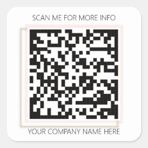 Custom Logo QR Code Scan Me For Pink Square Sticker