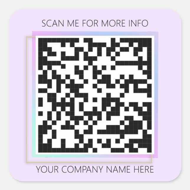 Custom Logo QR Code Scan Me For Purple Square Sticker (Front)