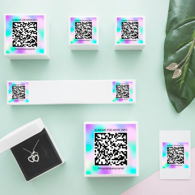 Custom Logo QR Code Scan Me Name Blue Square Sticker (Custom Logo QR Code Scan Me Name Blue Square Sticker)