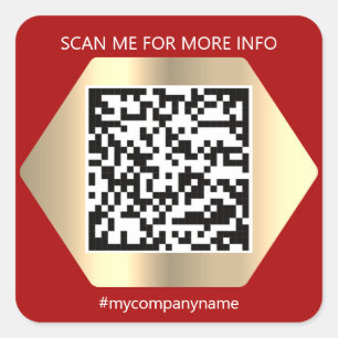 Custom Logo QR Code Scan Me Name Burgundy  Square Sticker