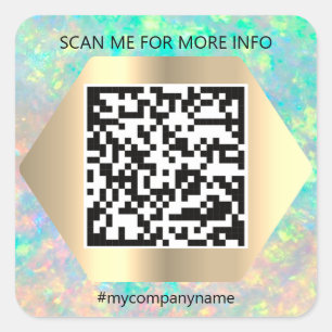 Custom Logo QR Code Scan Me Name Holographic Square Sticker