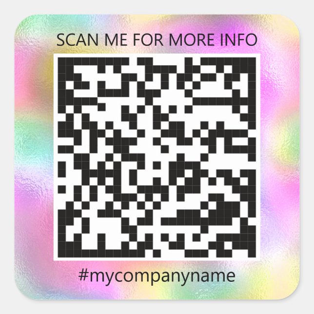 Custom Logo QR Code Scan Me Name Pink Square Sticker (Front)