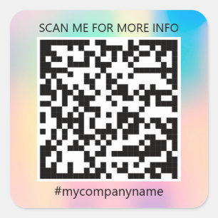 Custom Logo QR Code Scan Me Name Rose Square Sticker