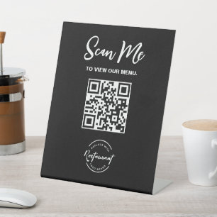 Custom Logo QR code Scan Me Restaurant Pedestal Sign
