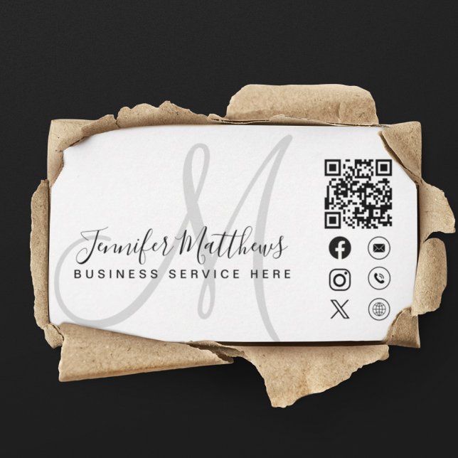 Custom Logo QR Code Social Media Icons Modern Business Card (Creator Uploaded)