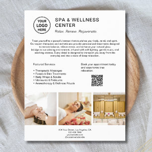 Custom Logo QR Code Spa Wellness Centre Business Flyer