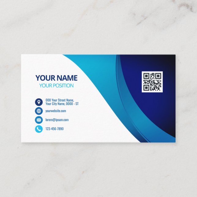 Custom Logo QR Code Stylish Modern Professional Bu Business Card (Front)