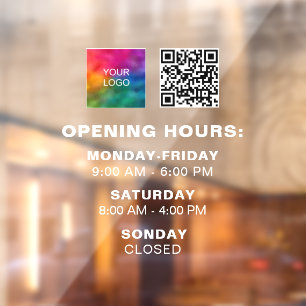 Custom Logo QR Code Template Opening Hours Small