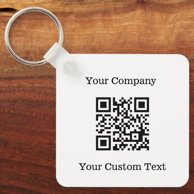 Custom Logo QR Code Text Black Company Key Ring (Front)