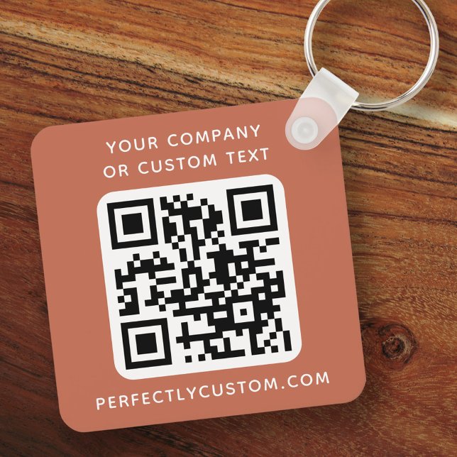 Custom logo QR code text double sided terracotta Key Ring (Creator Uploaded)