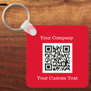 Custom Logo QR Code Text Red Company Key Ring