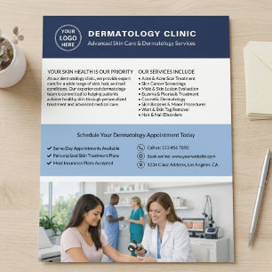 Custom Logo QR Dermatologist Dermatology Clinic Flyer