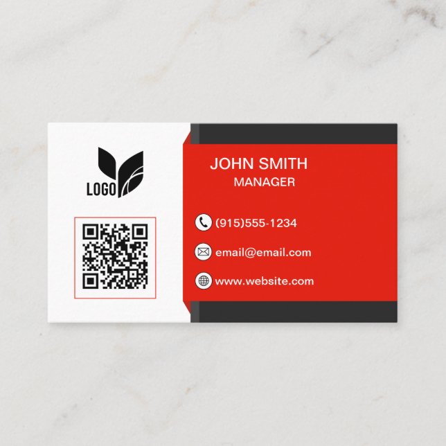Custom Logo QR Modern Business Card (Front)