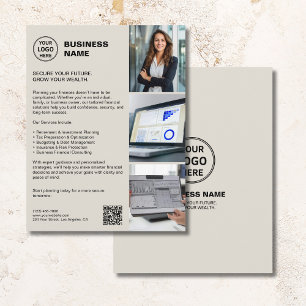 Custom Logo QR Professional Financial Services Flyer