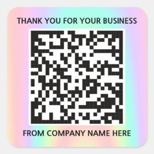 Custom Logo QRCode Name Thank You Holograph Shop Square Sticker