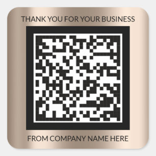 Custom Logo  QRCode Name Thank You Name Rose Square Sticker