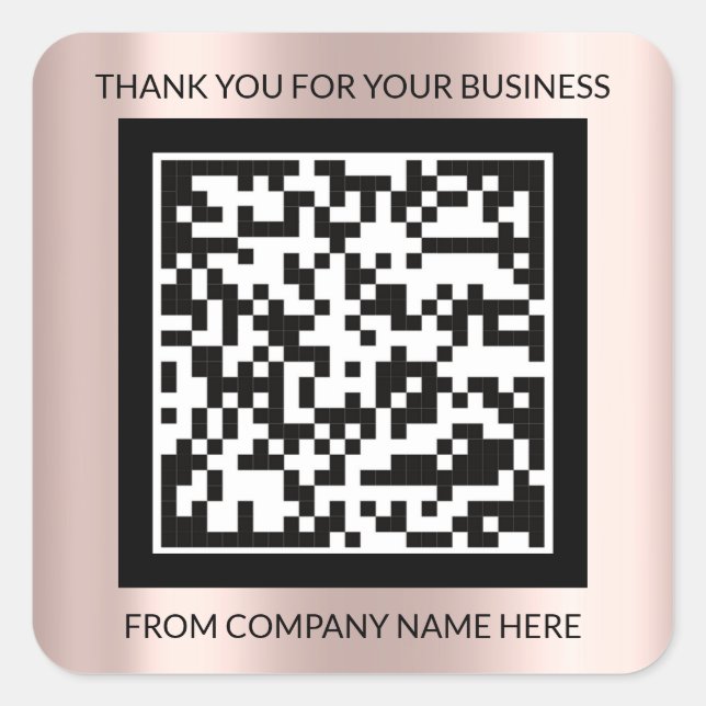 Custom Logo  QRCode Name Thank You Rose Frame Square Sticker (Front)