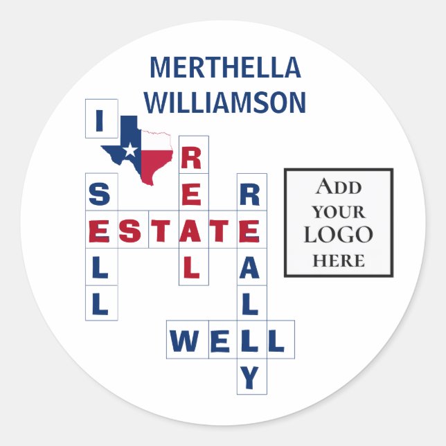 Custom LOGO Realtor TEXAS Real Estate Classic Round Sticker (Front)
