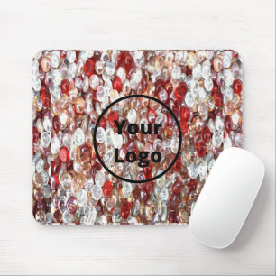 Custom logo red and clear glass crystal pattern mouse pad