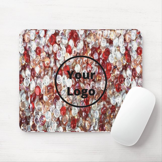 Custom logo red and clear glass crystal pattern mouse pad (With Mouse)