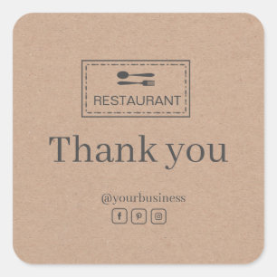 Custom logo restaurant    Thank you sticker