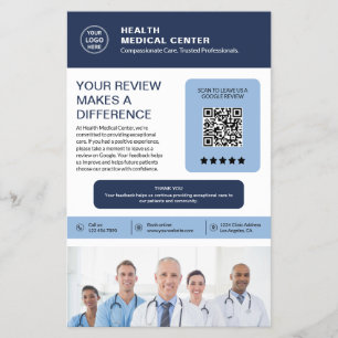 Custom Logo Review QR Healthcare Clinic Flyer