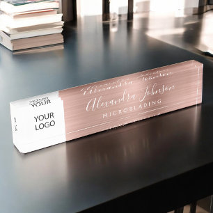Custom Logo Rose Gold Pink Microblading Nameplate