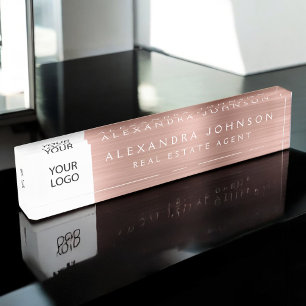 Custom Logo Rose Gold Pink Professional Nameplate