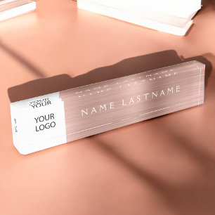 Custom Logo Rose Gold Pink Professional Nameplate