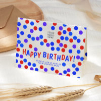 Custom Logo Royal Blue Red Confetti Happy Birthday