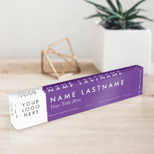 Custom Logo Royal Purple White Text Modern Nameplate