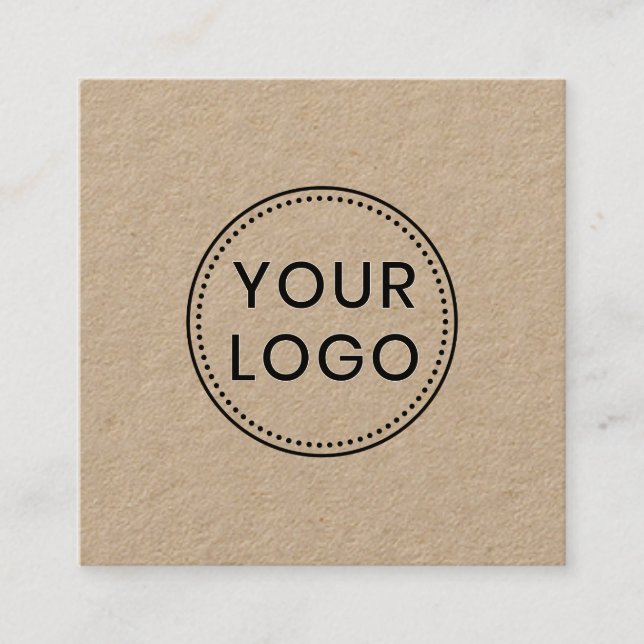 Custom logo rustic kraft square professional business card (Front)