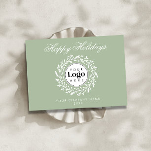 Custom Logo Sage Christmas Business Thank You Card