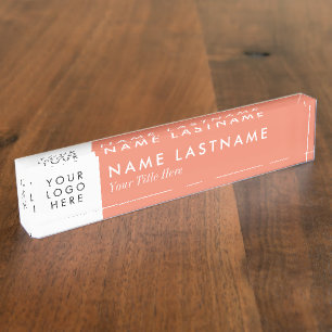 Custom Logo Salmon Peach Colour Modern Nameplate