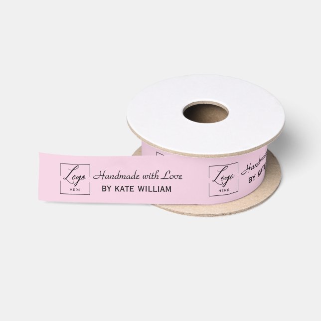 Custom logo script sewing label satin ribbon (Spool)